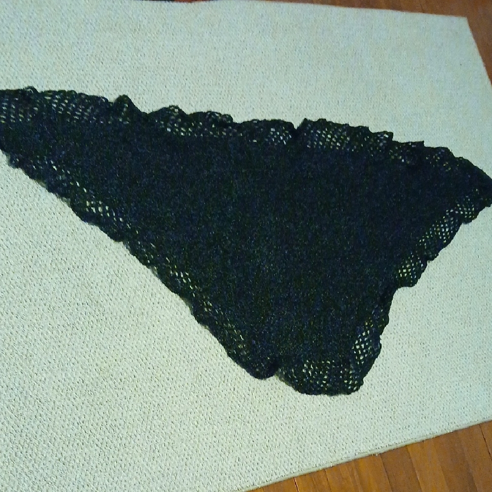 Black Knit Triangle Shawl